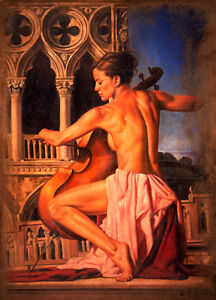 216x300 Beautiful Oil Painting Portrait Nice Young Woman Lady Playing - Girl Playing Cello Painting