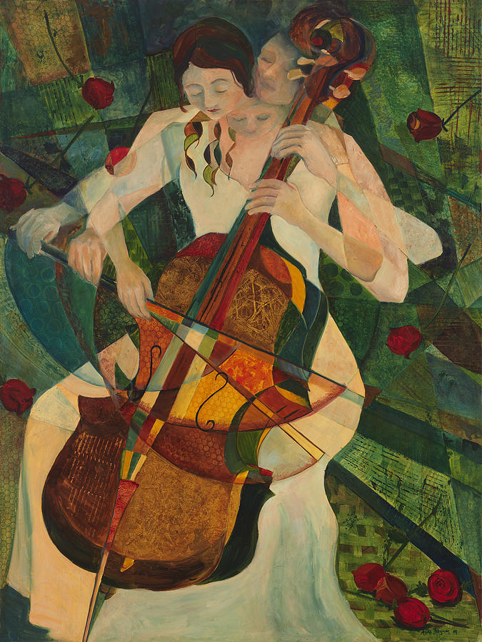 675x900 Cello Player Painting By Anika Ferguson - Girl Playing Cello Painting
