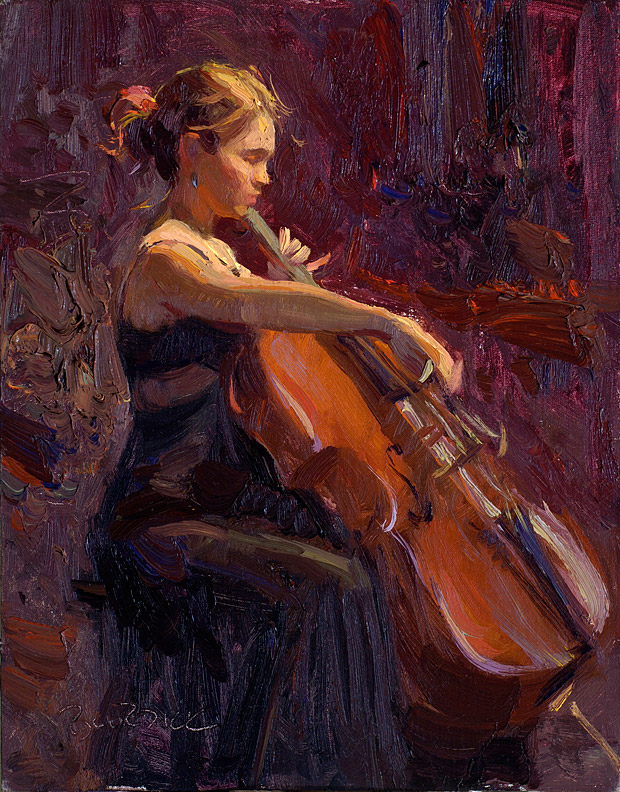 620x792 Contact - Girl Playing Cello Painting