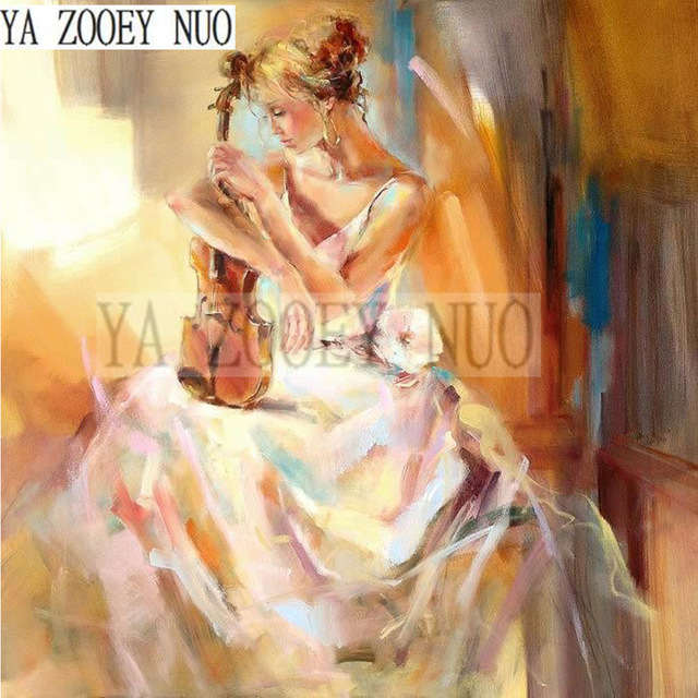 640x640 Girl Playing Guitar Diy Diamond Painting Cross Stitch Crystal - Girl Playing Guitar Painting