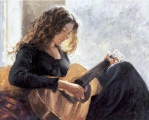 500x404 Girl With Guitar Guitars Guitars, Dnd Characters - Girl Playing Guitar Painting