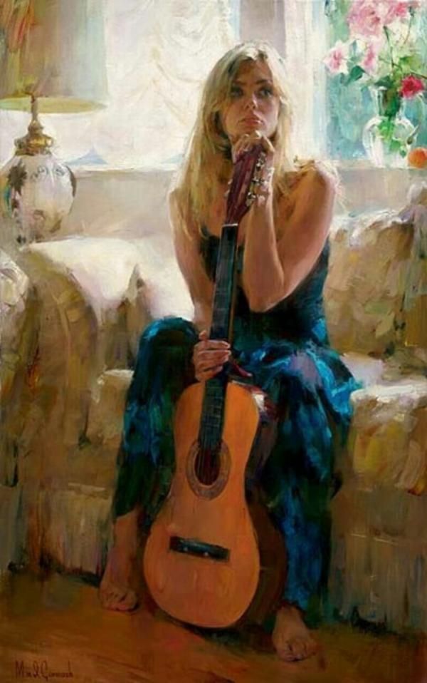 600x958 The 217 Best Music Lovers Images On Art Music - Girl Playing Guitar Painting