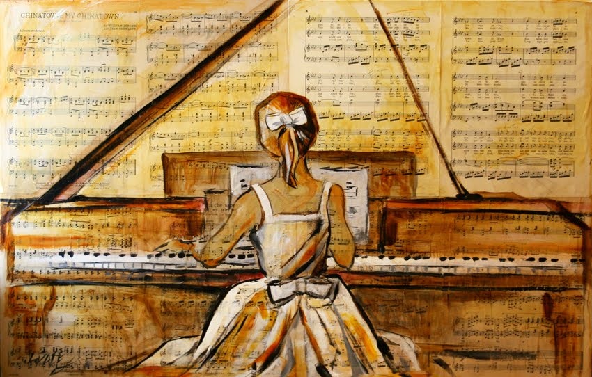Girl Playing Piano Painting