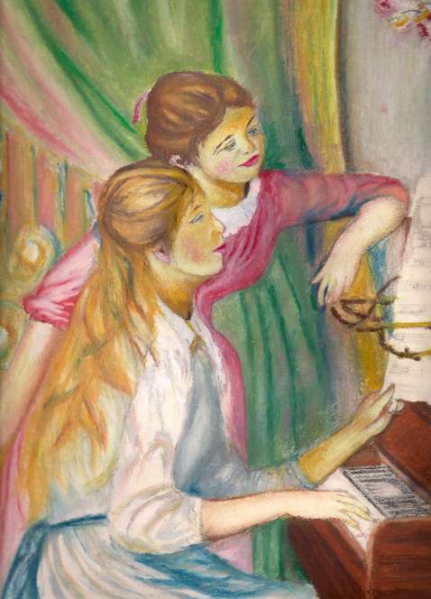 478x664 Girls Playing Piano Following The One By Renoir - Girl Playing Piano Painting
