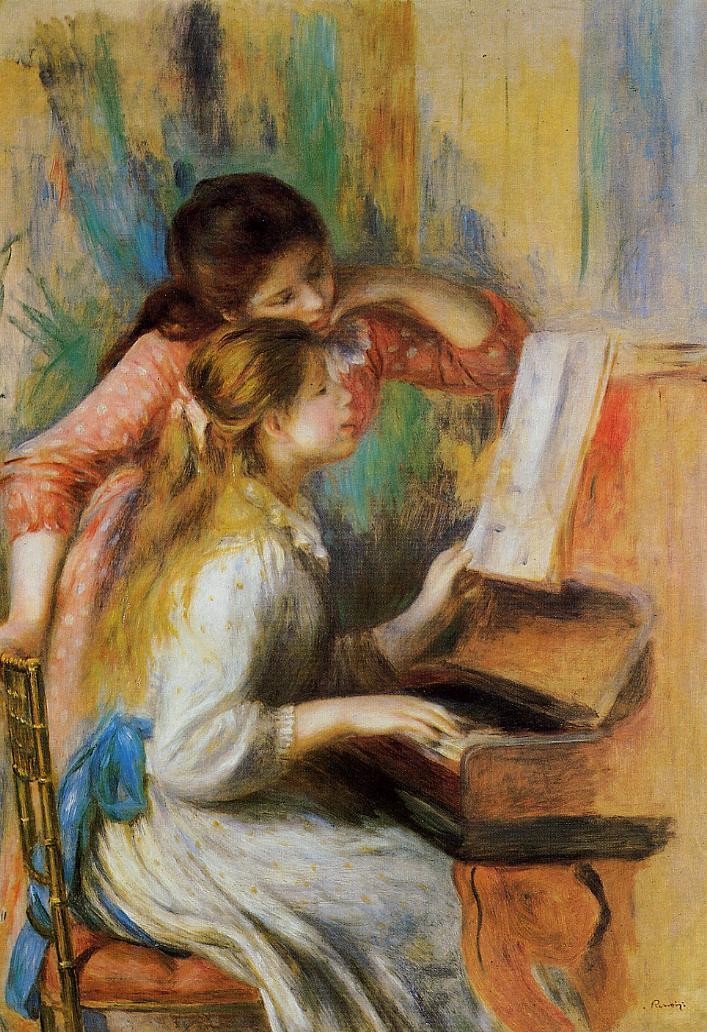 707x1032 Girls - Girl Playing Piano Painting