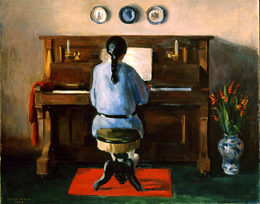 514x403 Minami Kunzo - Girl Playing Piano Painting