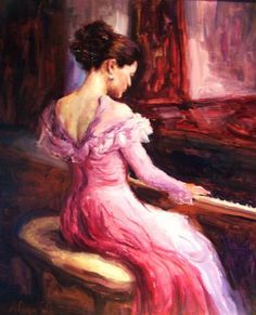 236x291 Piano Art Painting - Girl Playing Piano Painting