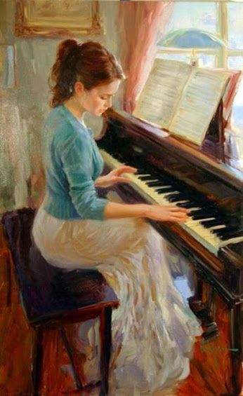346x565 Artists' Planet Google  Amazing Paintings - Girl Playing Piano Painting