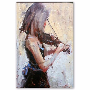 350x350 Beautiful Girl Playing The Violin Still Life Canvas Handmade Oil - Girl Playing Violin Painting
