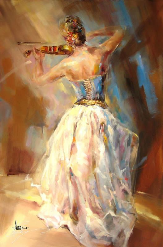 527x800 Blue Note - Girl Playing Violin Painting