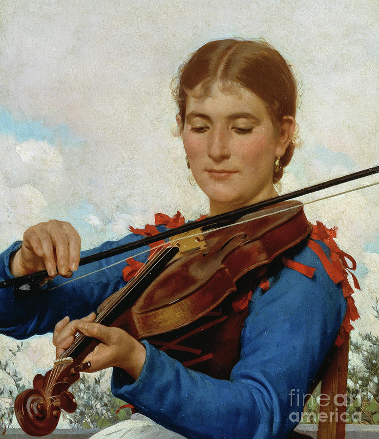 776x900 Girl Playing Violin Painting By Raffaello Sorbi - Girl Playing Violin Painting