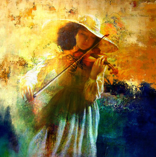 500x503 Girl Playing Violin Handpainted Art Painting Aspkom - Girl Playing Violin Painting