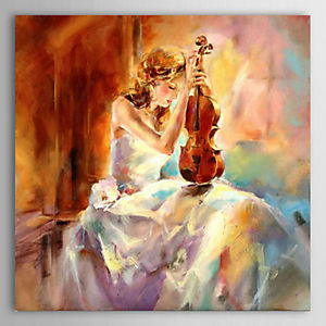 300x300 Modern Oil Painting People The Girl Playing The Violin Hand - Girl Playing Violin Painting