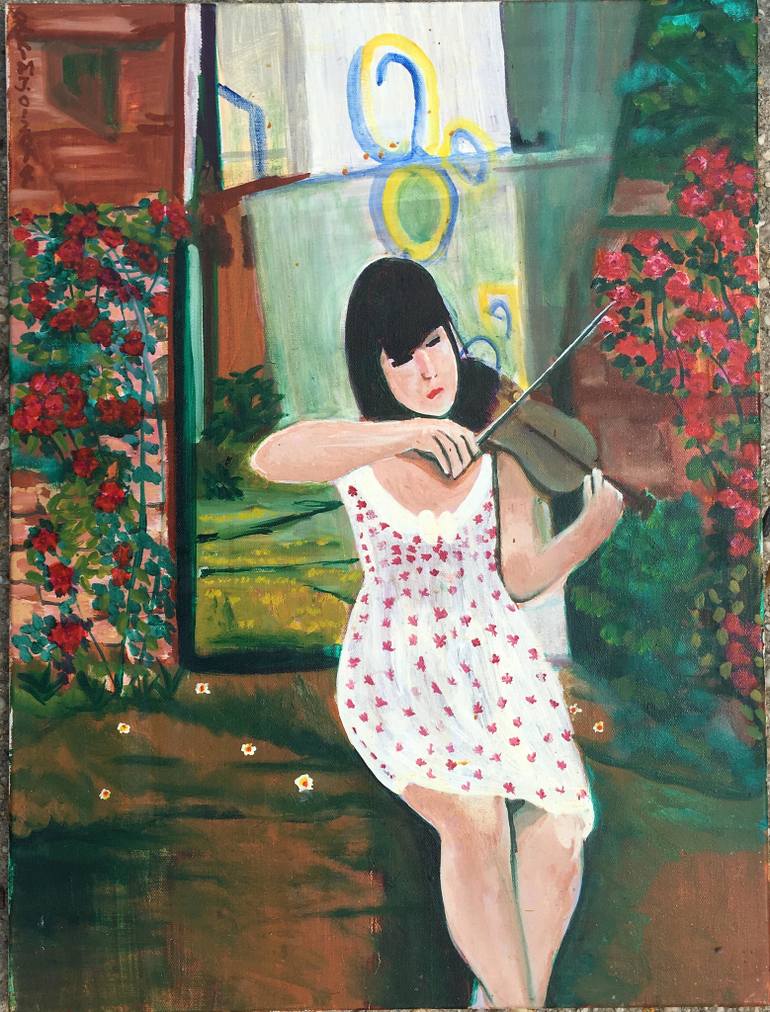 770x1012 Saatchi Art Girl Playing The Violin Painting By Jayce Kim - Girl Playing Violin Painting