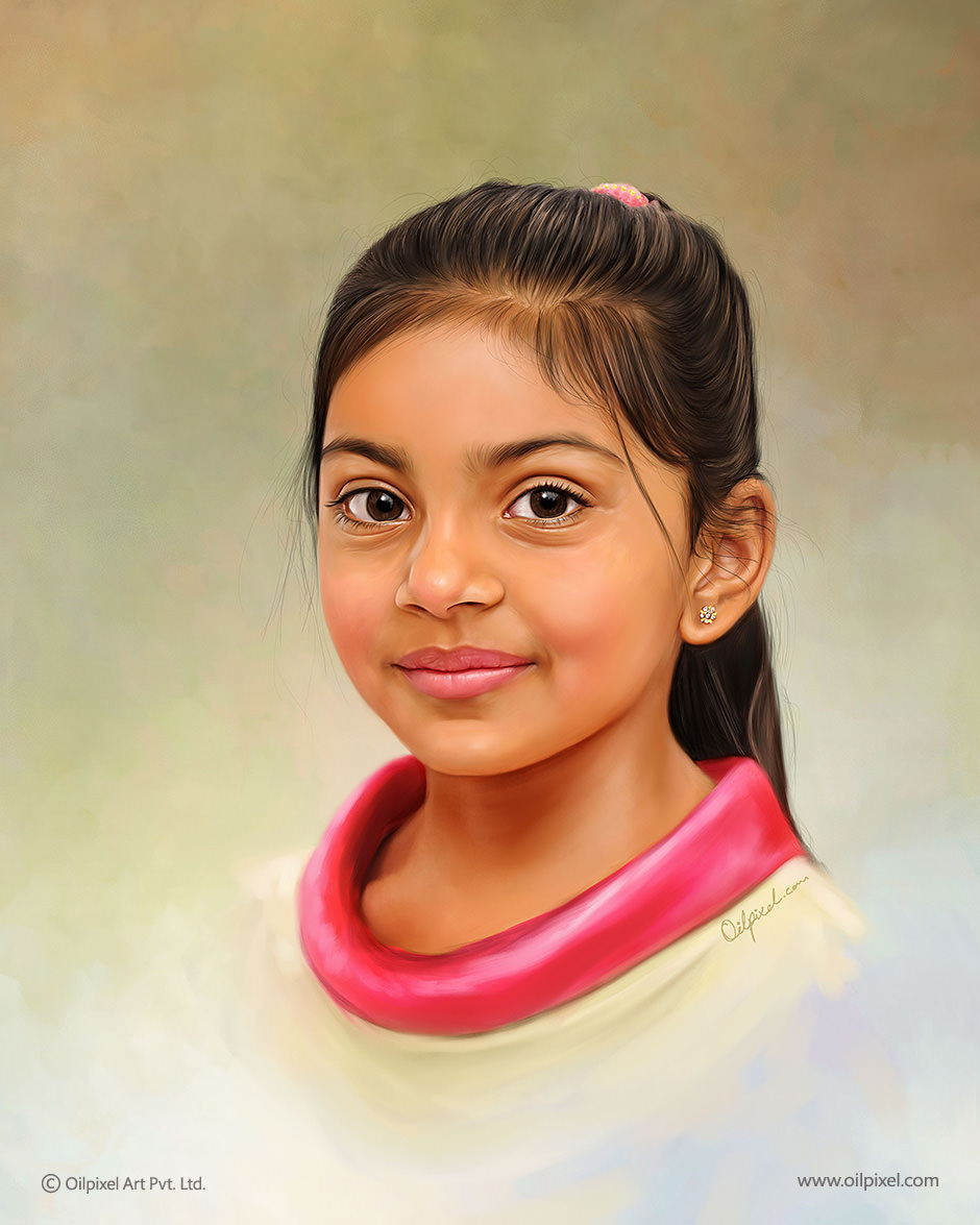 940x1175 Girl Digital Portrait Painting Child Portrait Painting - Girl Portrait Painting