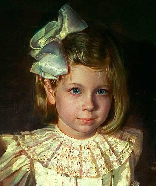 522x622 Little Girl Portrait, Painting By Robert Schoeller - Girl Portrait Painting