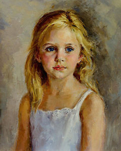 240x300 Art Oil Painting Portrait Beautiful Little Girl Portrait On Canvas - Girl Portrait Painting