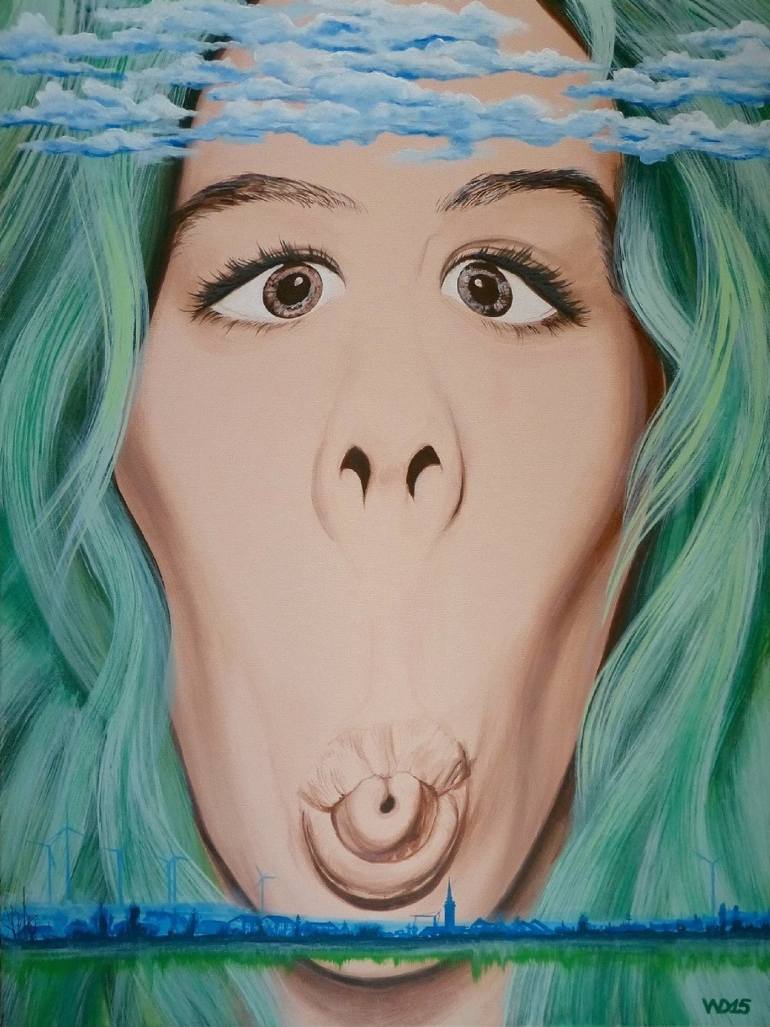 770x1027 Saatchi Art Green Energy Or Girl Power Painting By Dietrich - Girl Power Painting