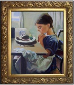 263x300 Framed Quality Hand Painted Oil Painting Girl Praying Before - Girl Praying Painting
