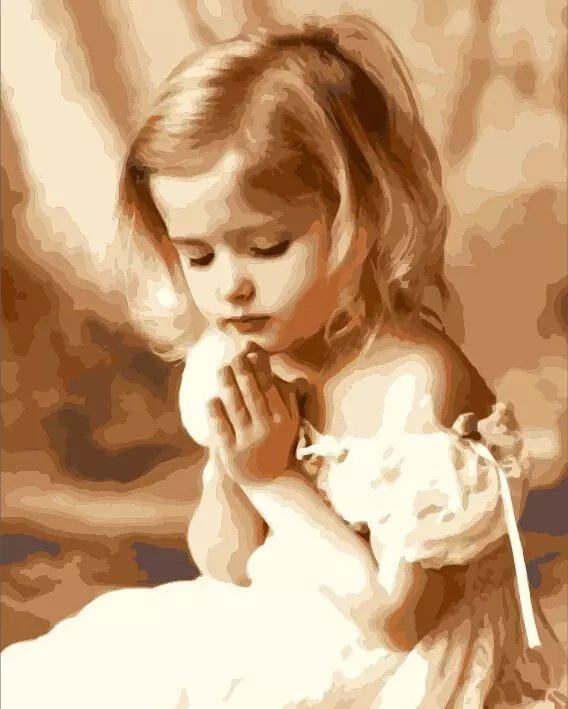 568x709 Frameless Prayed Girl Painting By Numbers Flowers Diy 4050cm Kits - Girl Praying Painting