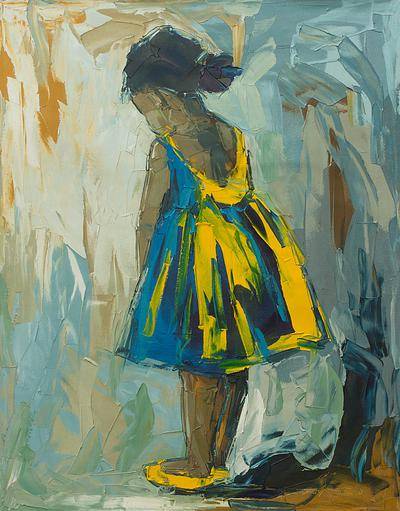 400x511 Original Signed Painting Of A Little Girl Praying - Girl Praying Painting