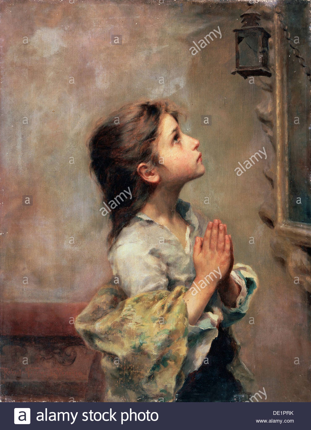 1005x1390 Praying Girl', Italian Painting Of 19th Century. Artist Roberto - Girl Praying Painting