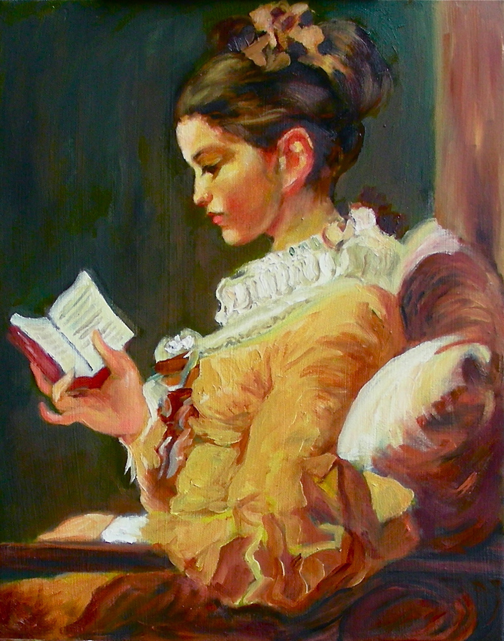 Girl Reading A Book Painting at PaintingValley.com | Explore collection ...