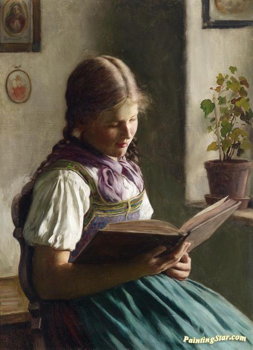 521x720 Girl Reading Artwork By Emil Rau Oil Painting Amp Art Prints - Girl Reading Painting