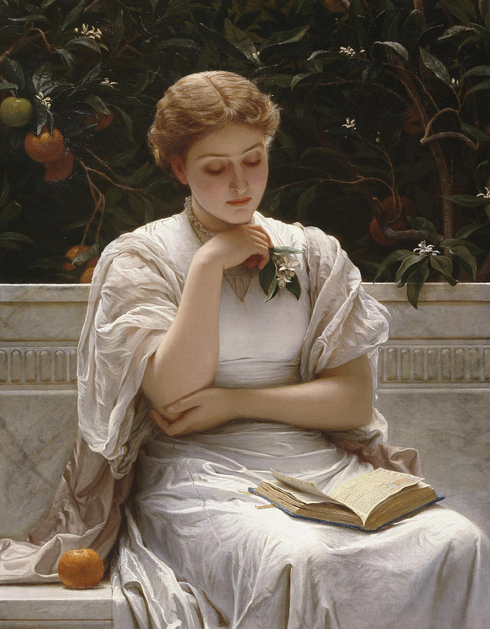 702x900 Girl Reading Painting By Charles Edward Perugini - Girl Reading Painting