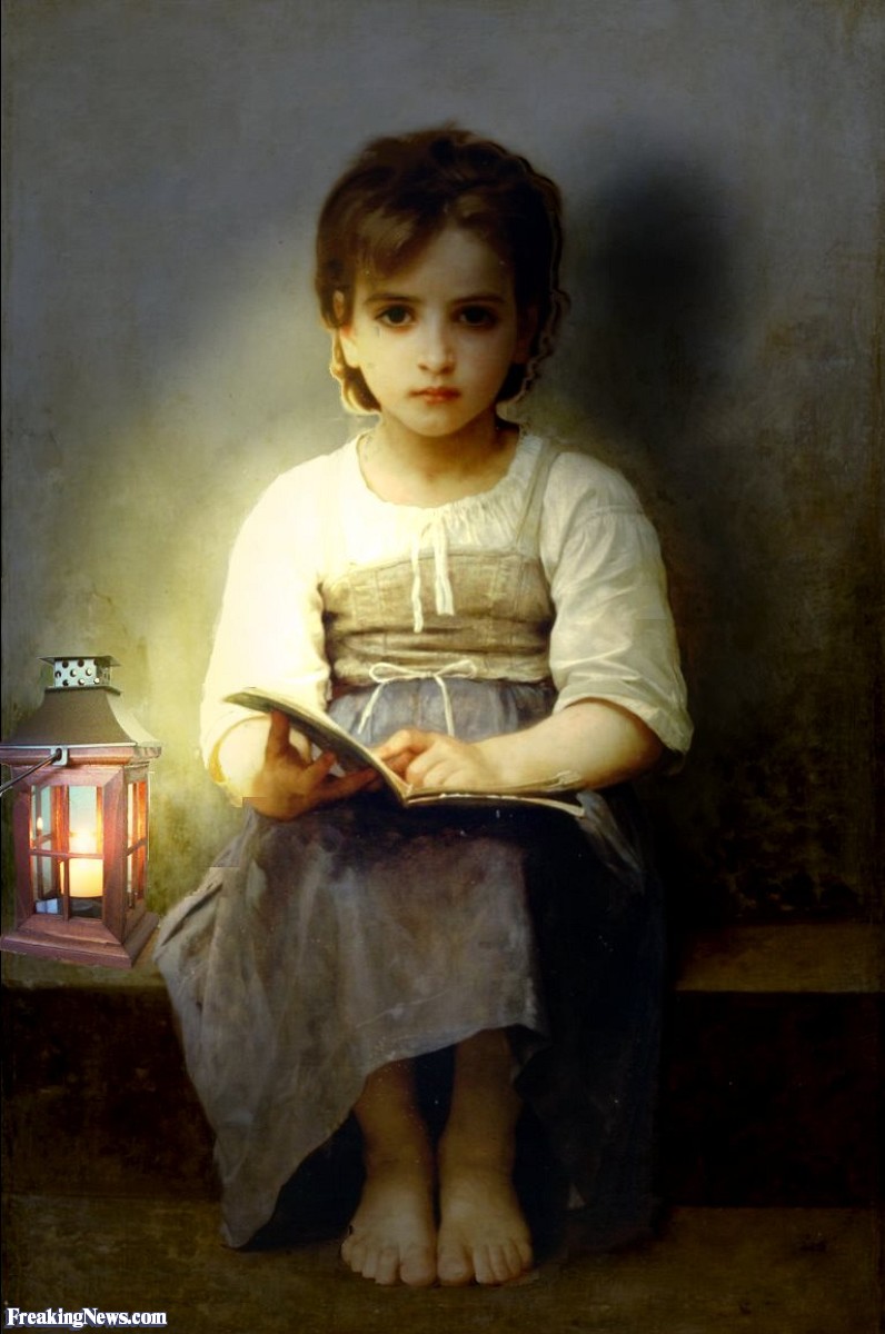 796x1200 Girl Reading By Candle Light Painting Pictures - Girl Reading Painting