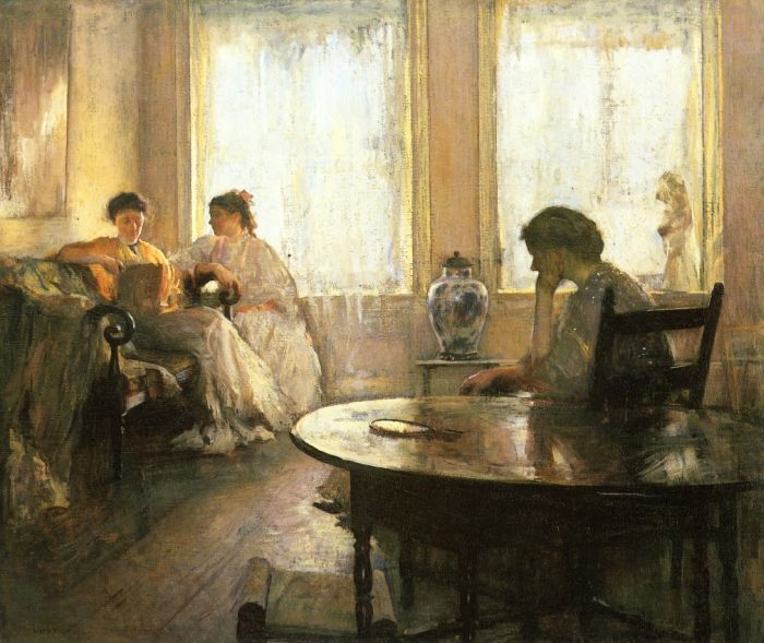 700x589 Three Girls Reading, 1907 - Girl Reading Painting