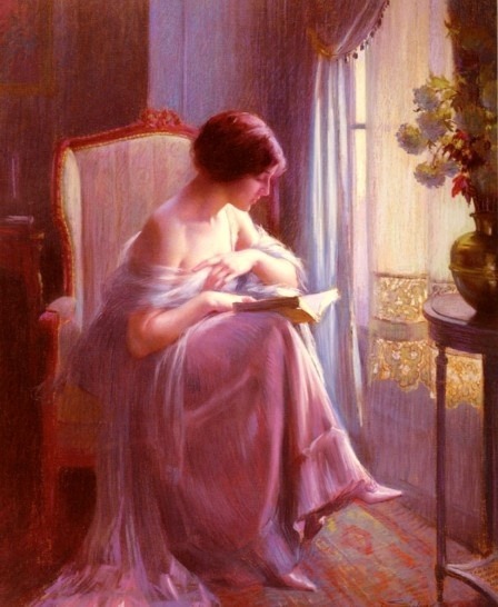 448x546 Young Girl Reading - Girl Reading Painting