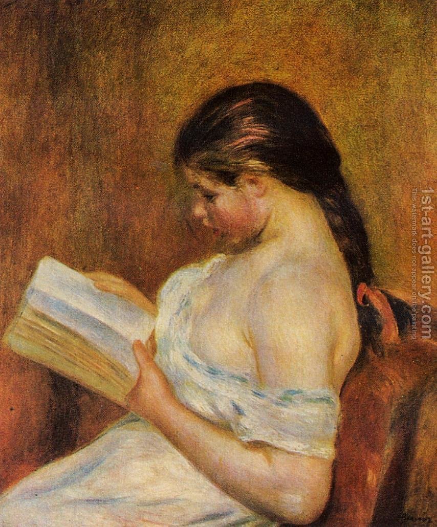 854x1030 Young Girl Reading Pierre Auguste Renoir Reproduction 1st Art - Girl Reading Painting