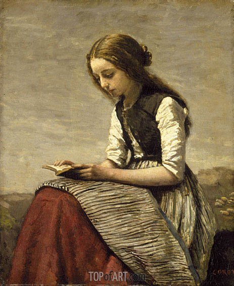 463x567 Girl Reading Corot Painting Reproduction 4221 Topofart - Girl Reading Painting