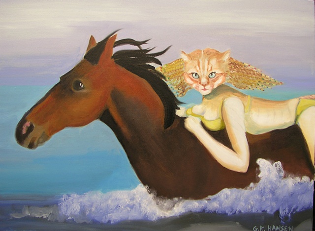 640x471 Gail Eisenfeld Hansen - Girl Riding Horse Painting