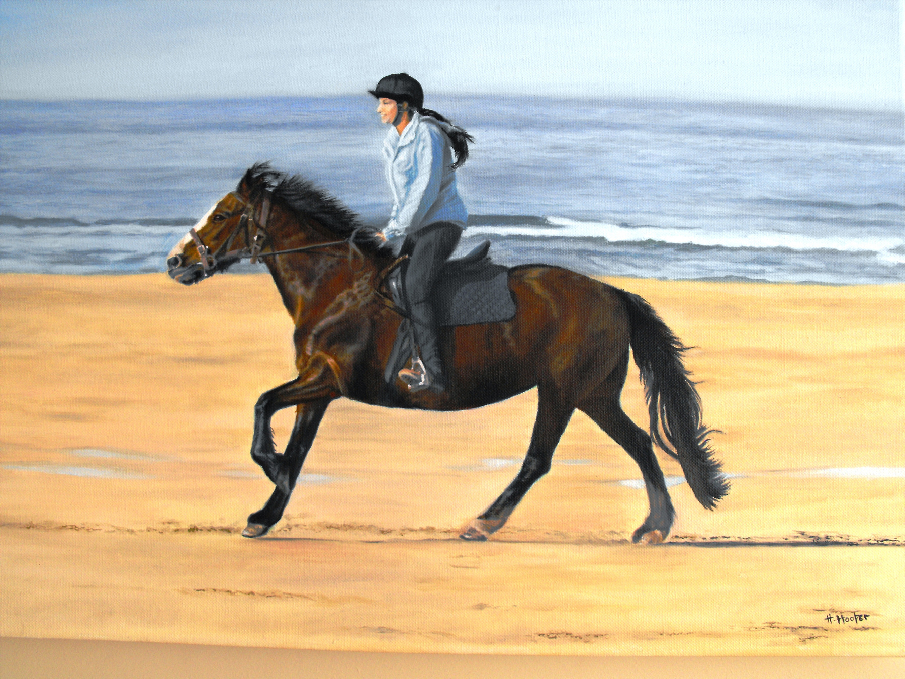 1800x1350 H H Art Gallery - Girl Riding Horse Painting