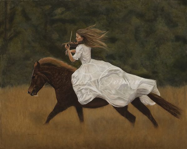 600x480 Harmony - Girl Riding Horse Painting