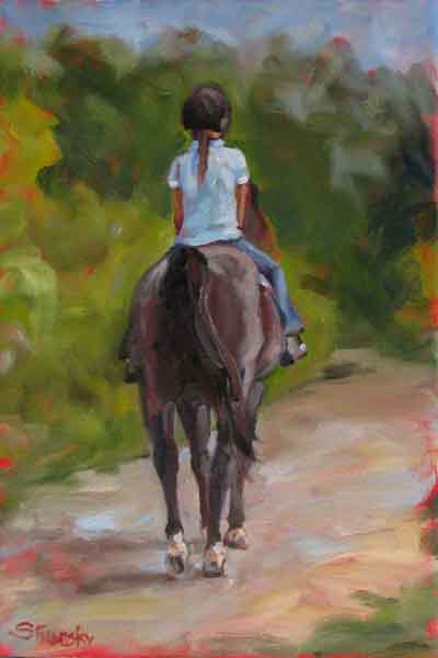 400x600 Horse Portraits Oil, Pastel And Watercolor Portraits By, Girls - Girl Riding Horse Painting