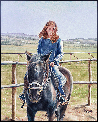 408x510 Mara Mattia Art Horseback Riding In The Sicilian Countryside - Girl Riding Horse Painting