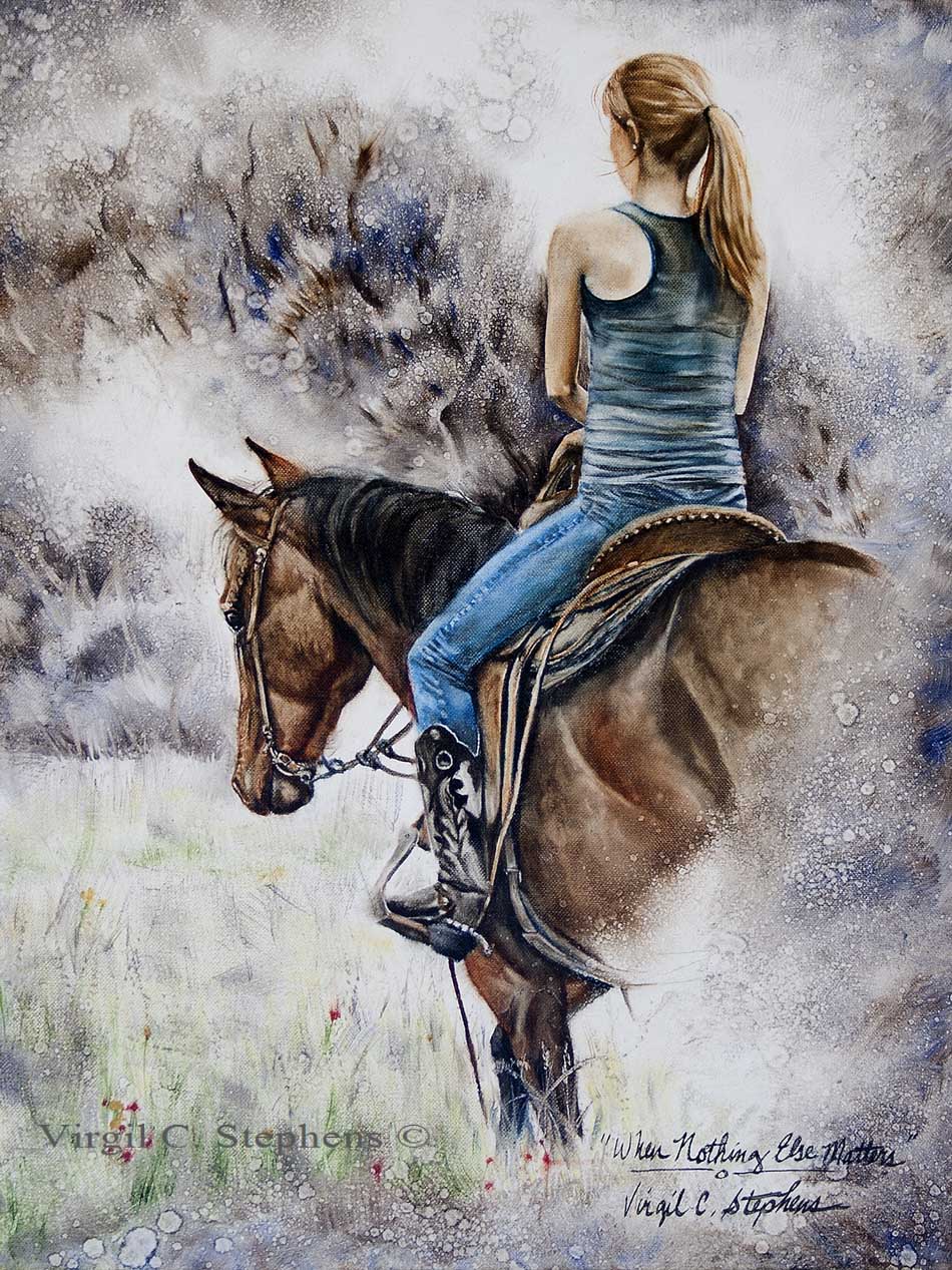 950x1267 When Nothing Else Matters, Giclee Print From The Original Painting - Girl Riding Horse Painting
