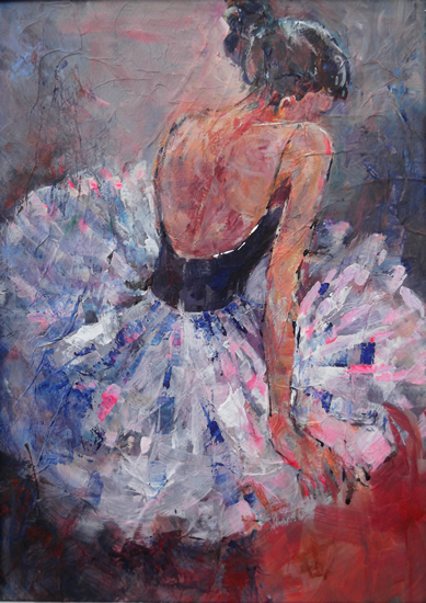 389x550 Ballerina Sitting - Girl Sitting Painting