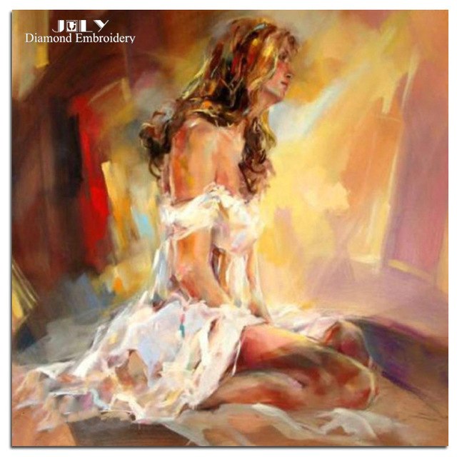 640x640 Embroidery With Diamonds A Sad Girl Diamond Mosaic Handcraft Girl - Girl Sitting Painting