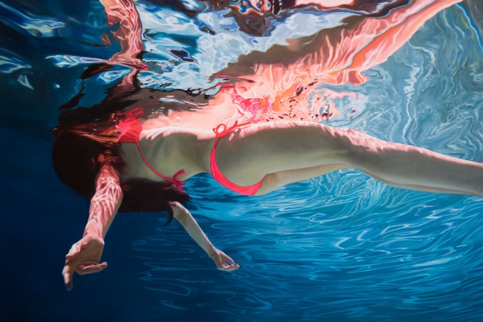 680x454 Hyperreal Underwater Paintings - Girl Underwater Painting