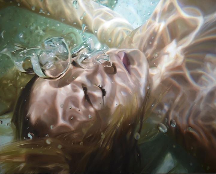 721x582 Hyperrealistic Underwater Paintings Women In A Deep State - Girl Underwater Painting