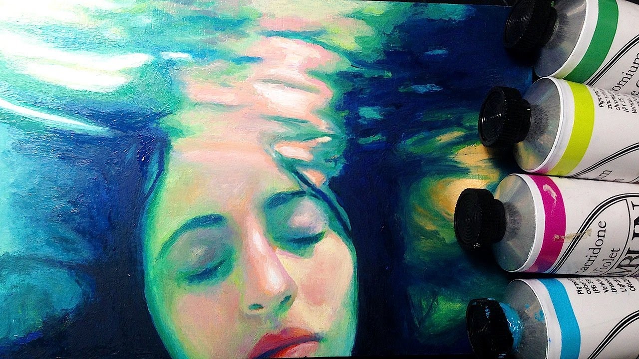1280x720 Oil Painting Time Lapse Girl Underwater - Girl Underwater Painting