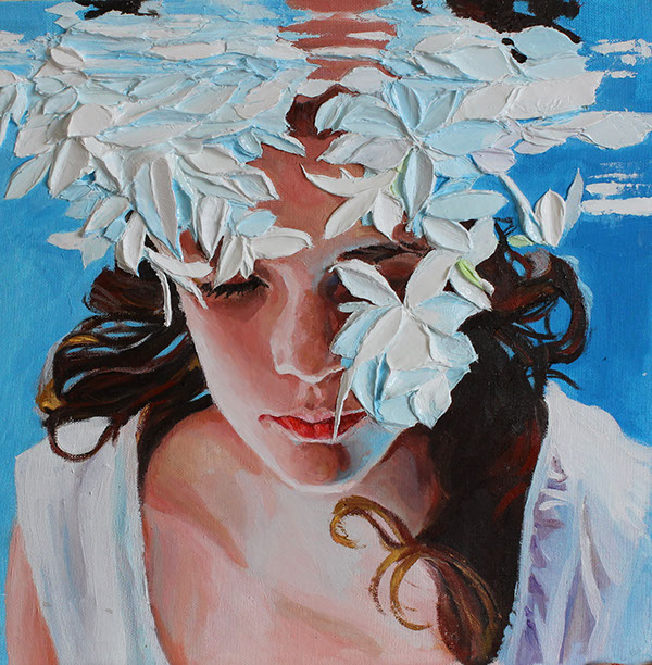 600x612 A Girl Under Wateroil Painting On Behance - Girl Underwater Painting