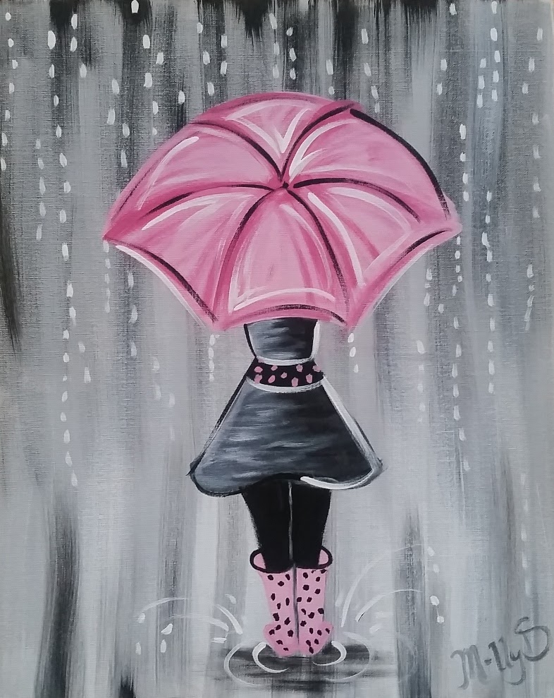 786x989 Special Walk In The Rain Paint Party! Bucks Valley Winery - Girl Walking In The Rain Painting