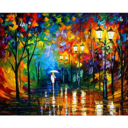 450x450 Van Eyck Withe Dress Girl Walking - Girl Walking In The Rain Painting