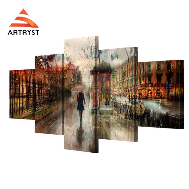 Girl Walking In The Rain Painting at PaintingValley.com | Explore ...