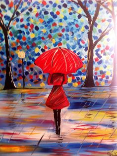 Girl Walking In The Rain Painting At Paintingvalleycom